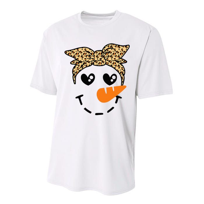 Snowman Face Leopard Headband Christmas Xmas Party Performance Sprint T-Shirt