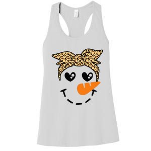 Snowman Face Leopard Headband Christmas Xmas Party Women's Racerback Tank