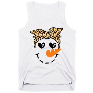 Snowman Face Leopard Headband Christmas Xmas Party Tank Top