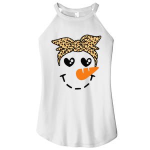 Snowman Face Leopard Headband Christmas Xmas Party Women's Perfect Tri Rocker Tank