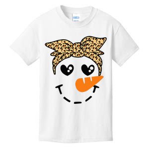 Snowman Face Leopard Headband Christmas Xmas Party Kids T-Shirt