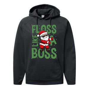 Santa Floss Like A Boss Funny Christmas Performance Fleece Hoodie