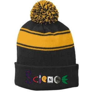 Science Funny Logo Stripe Pom Pom Beanie