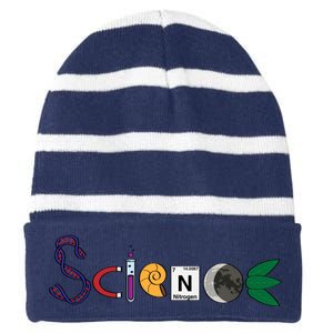 Science Funny Logo Striped Beanie with Solid Band