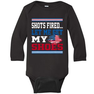 Shots Fired Let Me Get My Shoes Baby Long Sleeve Bodysuit