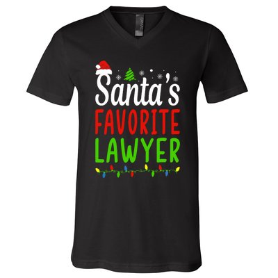 Santas Favorite Lawyer Funny Christmas Santa Hat Light V-Neck T-Shirt