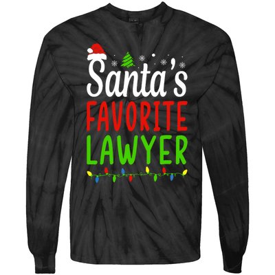 Santas Favorite Lawyer Funny Christmas Santa Hat Light Tie-Dye Long Sleeve Shirt