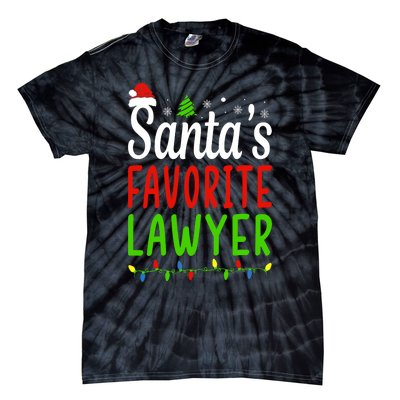 Santas Favorite Lawyer Funny Christmas Santa Hat Light Tie-Dye T-Shirt