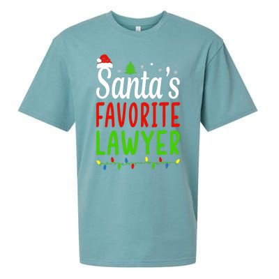 Santas Favorite Lawyer Funny Christmas Santa Hat Light Sueded Cloud Jersey T-Shirt