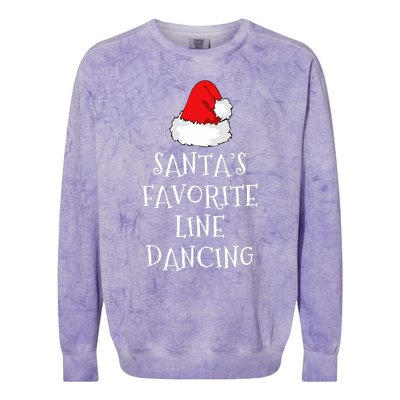 SantaS Favorite Line Dancer Funny Hat Christmas Dancing Colorblast Crewneck Sweatshirt