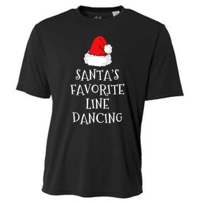 SantaS Favorite Line Dancer Funny Hat Christmas Dancing Cooling Performance Crew T-Shirt