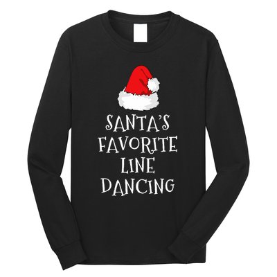 SantaS Favorite Line Dancer Funny Hat Christmas Dancing Long Sleeve Shirt