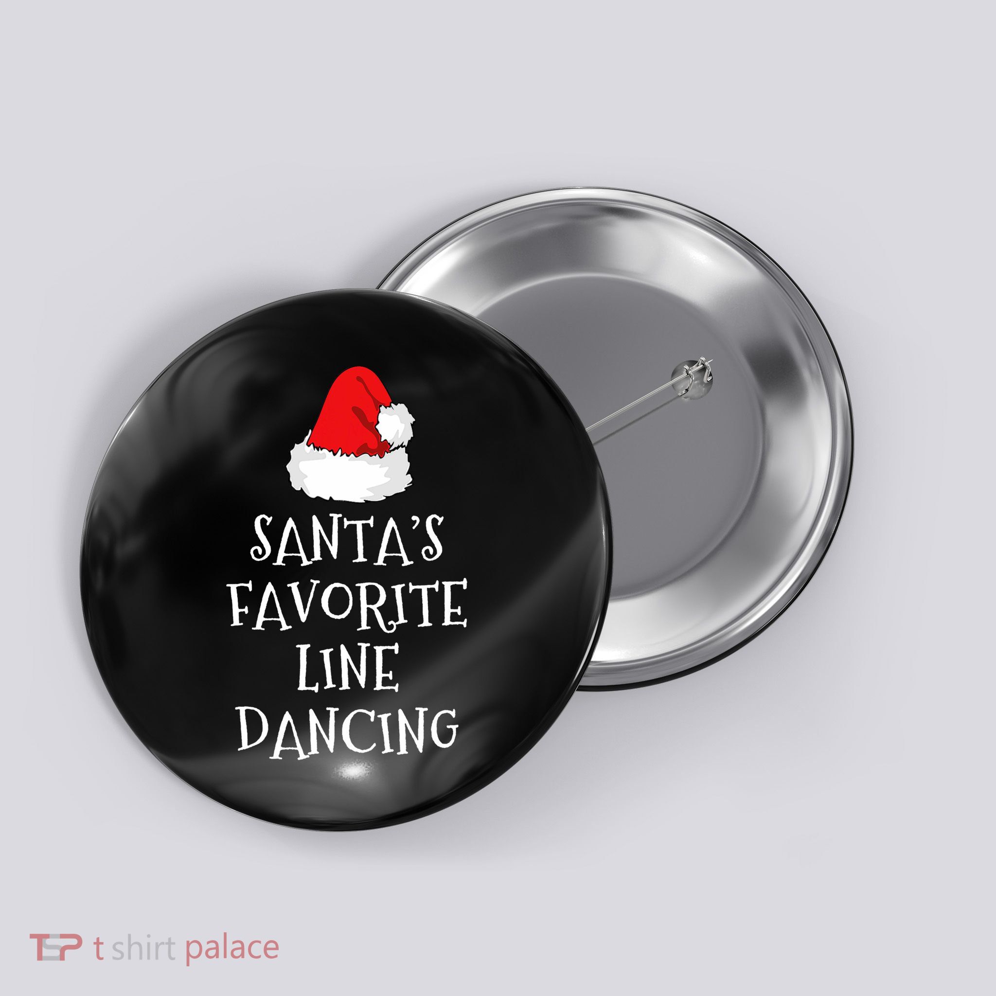 SantaS Favorite Line Dancer Funny Hat Christmas Dancing Button