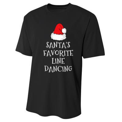 SantaS Favorite Line Dancer Funny Hat Christmas Dancing Performance Sprint T-Shirt