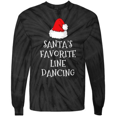 SantaS Favorite Line Dancer Funny Hat Christmas Dancing Tie-Dye Long Sleeve Shirt