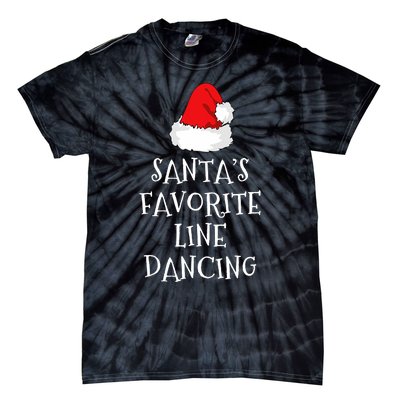 SantaS Favorite Line Dancer Funny Hat Christmas Dancing Tie-Dye T-Shirt