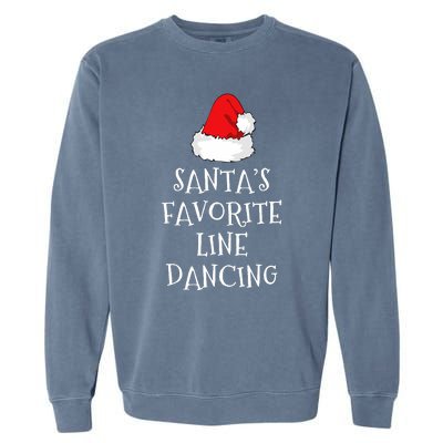 SantaS Favorite Line Dancer Funny Hat Christmas Dancing Garment-Dyed Sweatshirt