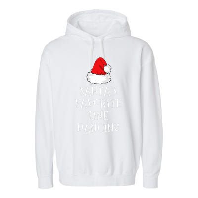 SantaS Favorite Line Dancer Funny Hat Christmas Dancing Garment-Dyed Fleece Hoodie