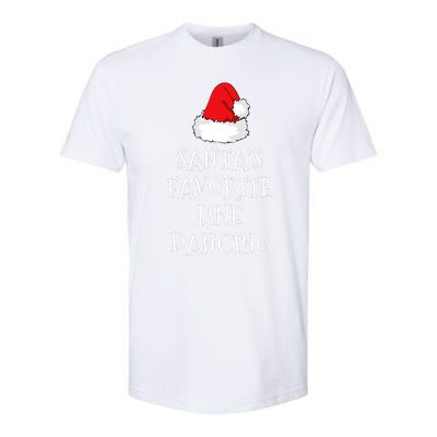 SantaS Favorite Line Dancer Funny Hat Christmas Dancing Softstyle CVC T-Shirt