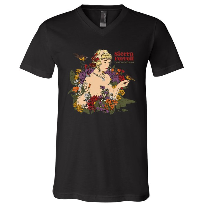 Sierra Ferrell Long Time Coming Illustration V-Neck T-Shirt