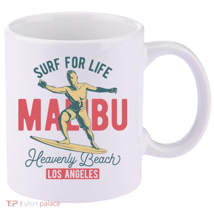 Surf For Life 11oz C Handle Ceramic Mug