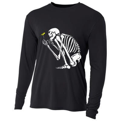 Skeleton Flower Lazy Halloween Costume Cool Bones Skull Cooling Performance Long Sleeve Crew