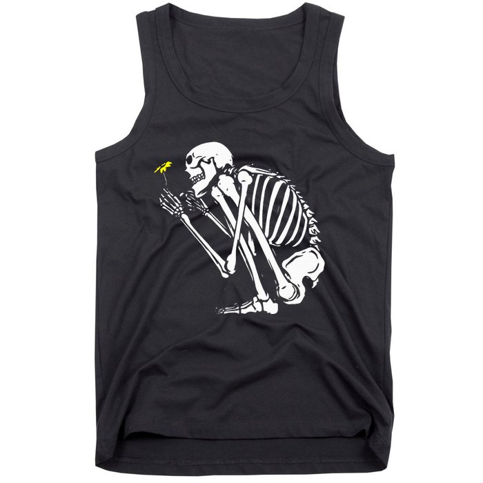 Skeleton Flower Lazy Halloween Costume Cool Bones Skull Tank Top