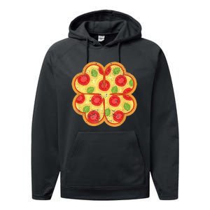 Shamrock Foodie Lover Pizza Italian St Patricks Day Performance Fleece Hoodie