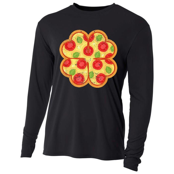 Shamrock Foodie Lover Pizza Italian St Patricks Day Cooling Performance Long Sleeve Crew