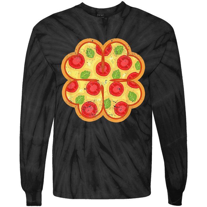 Shamrock Foodie Lover Pizza Italian St Patricks Day Tie-Dye Long Sleeve Shirt