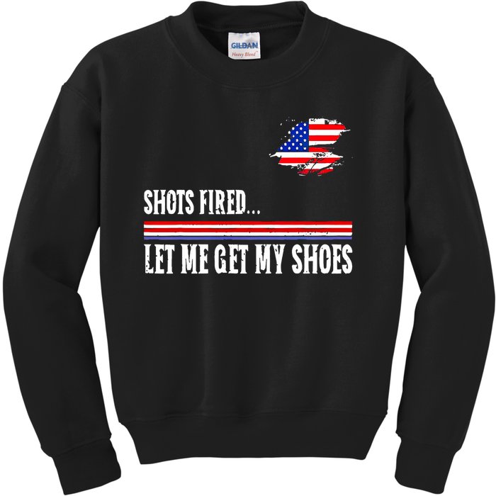 Shots Fired Let Me Get My Shoes Kids Sweatshirt