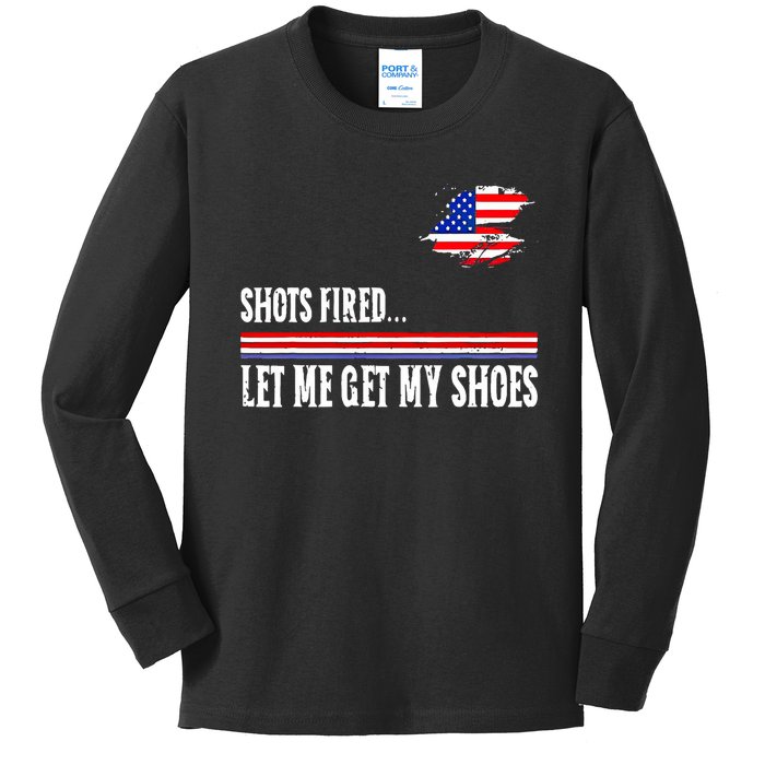 Shots Fired Let Me Get My Shoes Kids Long Sleeve Shirt