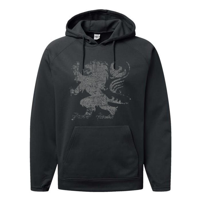 Scottish Flag Lion Rampant Heraldry Flag Of Scotland Rugby Performance Fleece Hoodie