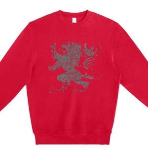 Scottish Flag Lion Rampant Heraldry Flag Of Scotland Rugby Premium Crewneck Sweatshirt