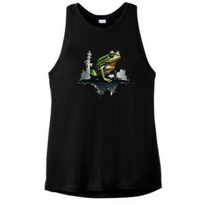 Scenic Forest Landscape With Frog Nature Inspired Ladies PosiCharge Tri-Blend Wicking Tank