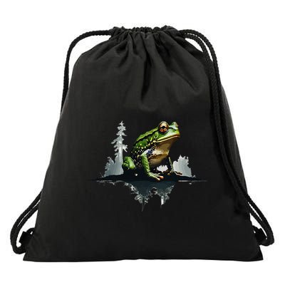 Scenic Forest Landscape With Frog Nature Inspired Drawstring Bag