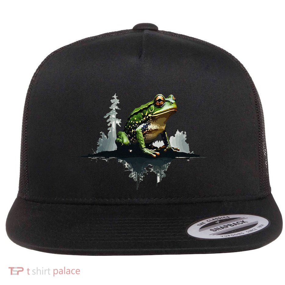 Scenic Forest Landscape With Frog Nature Inspired Flatbill Hat