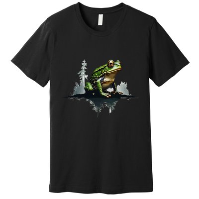 Scenic Forest Landscape With Frog Nature Inspired Premium T-Shirt