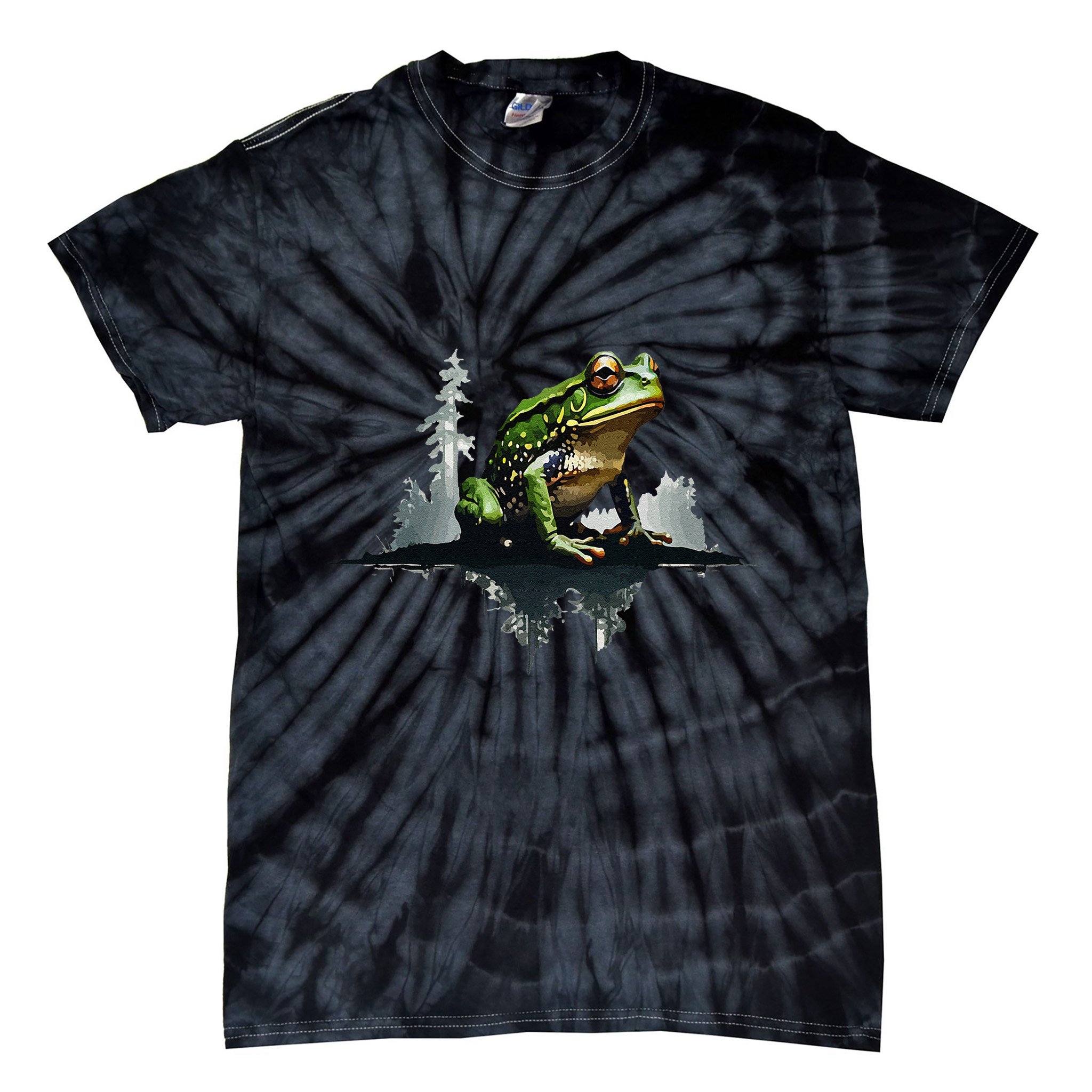 Scenic Forest Landscape With Frog Nature Inspired Tie-Dye T-Shirt