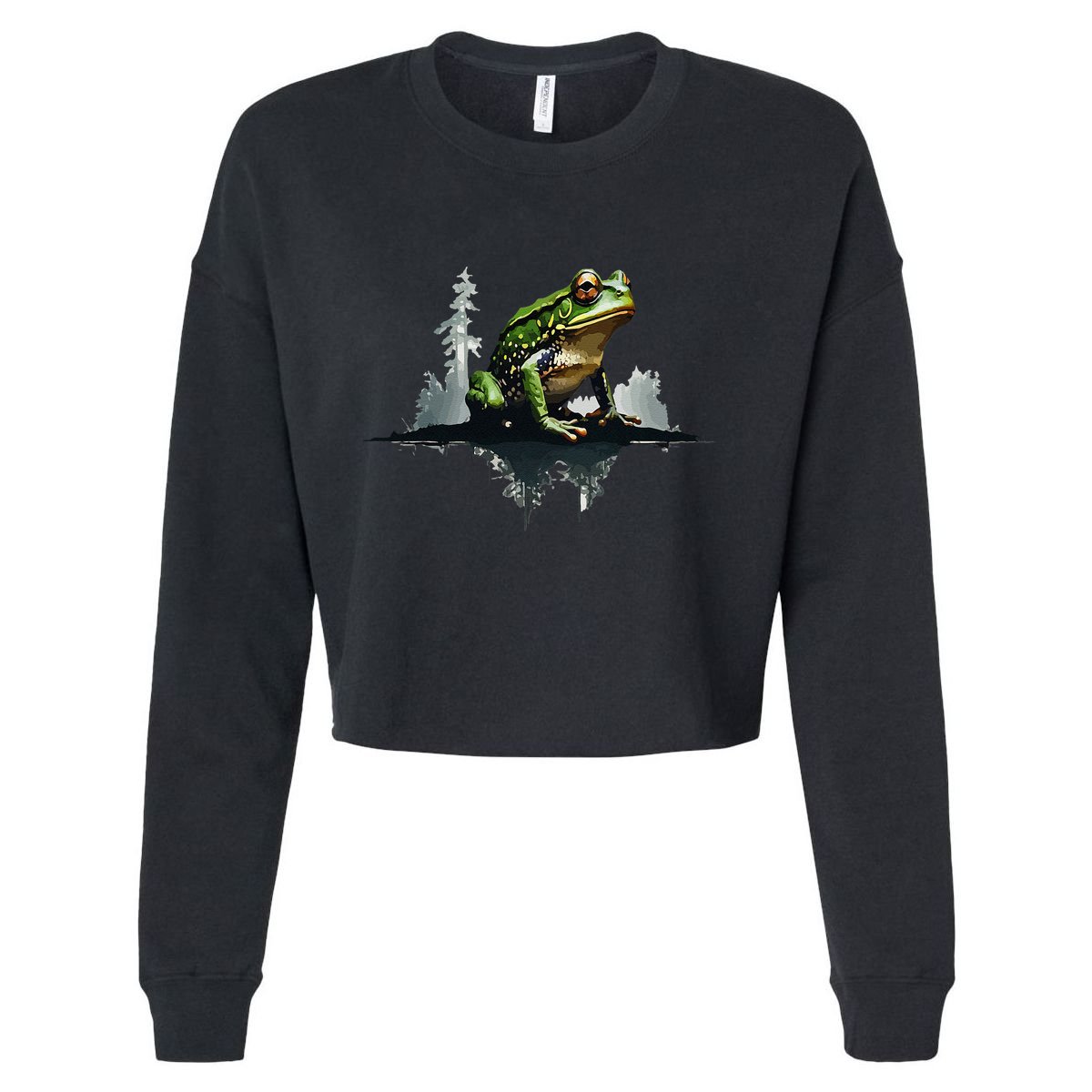 Scenic Forest Landscape With Frog Nature Inspired Cropped Pullover Crew