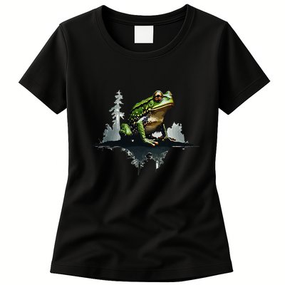 Scenic Forest Landscape With Frog Nature Inspired Womens T-Shirt
