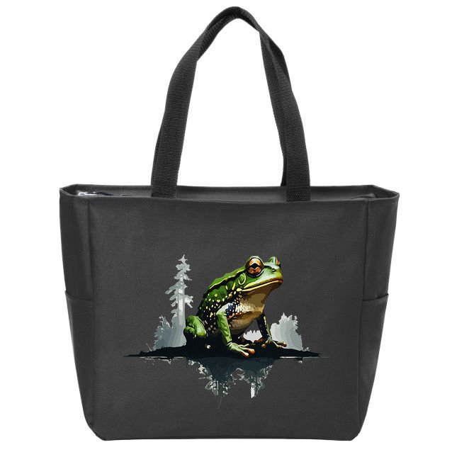 Scenic Forest Landscape With Frog Nature Inspired Zip Tote Bag