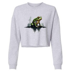 Scenic Forest Landscape With Frog Nature Inspired Cropped Pullover Crew