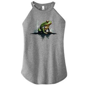 Scenic Forest Landscape With Frog Nature Inspired Women's Perfect Tri Rocker Tank