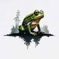 Scenic Forest Landscape With Frog Nature Inspired Garment-Dyed Sweatshirt