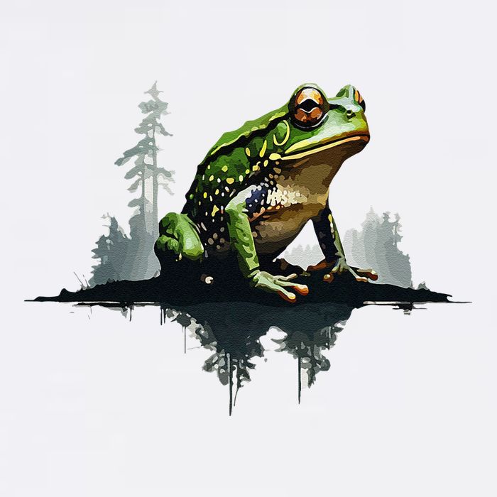 Scenic Forest Landscape With Frog Nature Inspired Garment-Dyed Sweatshirt