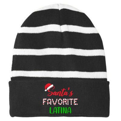 Santas Favorite Latina Gift Funny Chritsmas Xmas pajama Striped Beanie with Solid Band