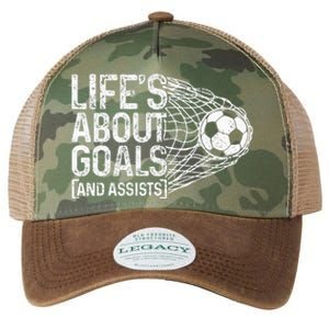 Soccer Funny Life Is About Goals & Assists Soccer Player Legacy Tie Dye Trucker Hat