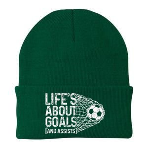 Soccer Funny Life Is About Goals & Assists Soccer Player Knit Cap Winter Beanie