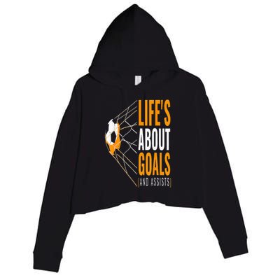 Soccer  For  Life's About Goals  Soccer Crop Fleece Hoodie